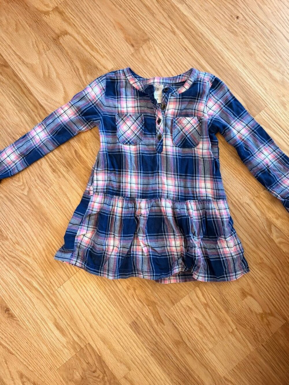 Carter's Girls Plaid Flannel Tunic Dress Size 5 - Navy Pink